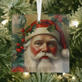 Santa mit Mistletoe Ornament Aus Glas
