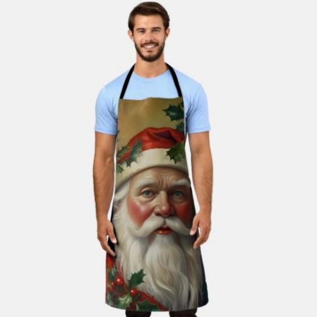 Santa mit Mistletoe Schürze (Apron 100% polyester machine washable.

)