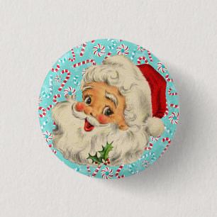 Santa mit Pfefferminzen Button