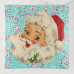 Santa mit Pfefferminzen Dekoschale<br><div class="desc">Vintages Santa-Design eines Jolly-Weihnachtsmanns vor türkisfarbenem Hintergrund mit Pfefferminzen und Bonbons.</div>