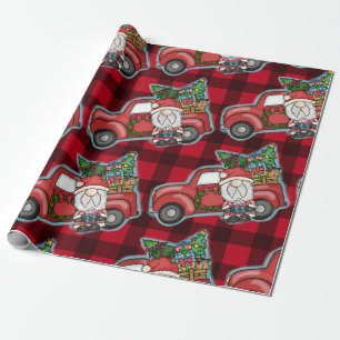 Santa mit Red Truck Weihnachten Geschenkpapier