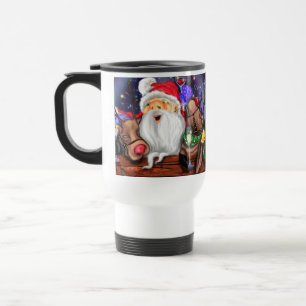 Santa mit Rentiers Funny Christmas Travel Mug Reisebecher