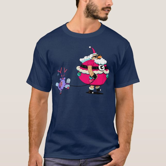 Santa mit Retro T-Shirt (Vorderseite)