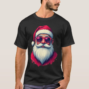 Santa mit roter Sonnenbrille in einem klickigen We T-Shirt