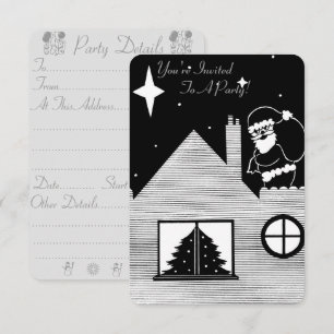 Santa mit schwarz-weißem Sack-Party Einladung