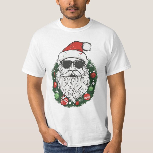 Santa mit Sonnenbrille | Coole Weihnachten T-Shirt (Vorderseite)