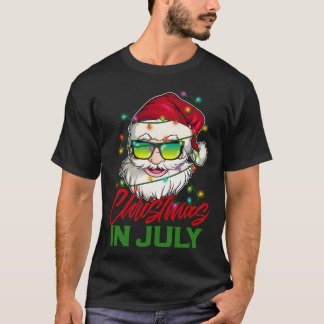 Santa mit Sonnenbrille im Juli Sommer T-Shirt