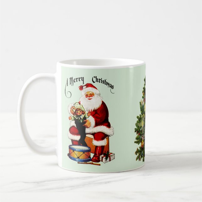 Santa mit Spielzeug frohe Weihnachten Kaffeetasse (Links)
