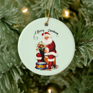Santa mit Spielzeug frohe Weihnachten Keramik Ornament