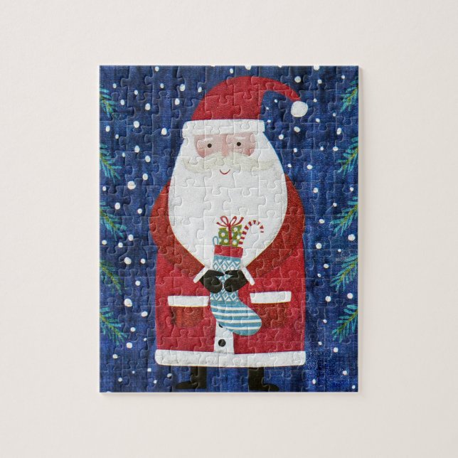 Santa mit Strumpf Puzzle (Vertikal)