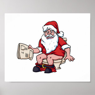 Santa mit Toilette Poster