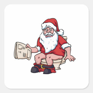 Santa mit Toilette Quadratischer Aufkleber