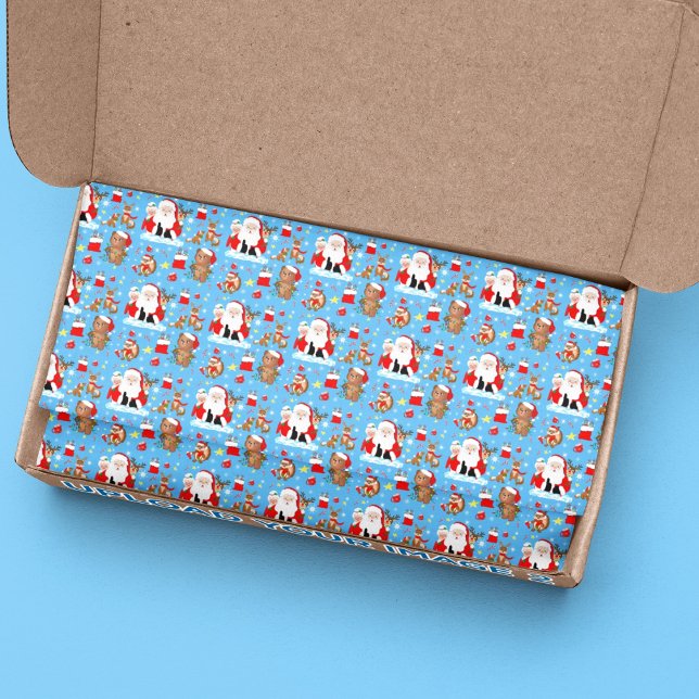 Santa mit Waldtieren Seidenpapier (A versatile tissue paper for gift giving and crafts.)