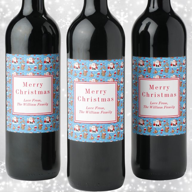 Santa mit Waldtieren Weinetikett (Von Creator hochgeladen)