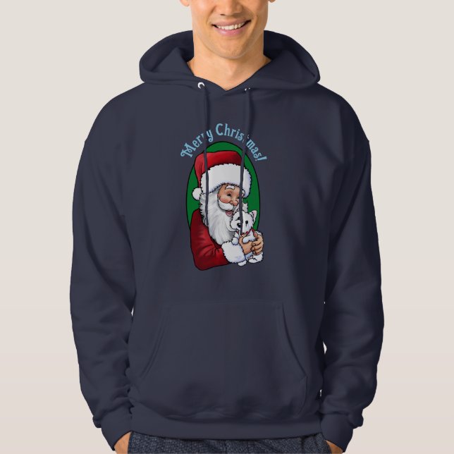 Santa mit Westie Hoodie (Vorderseite)