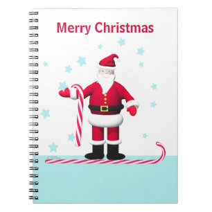 Santa mit Zuckerrohren und Sternen Notizblock