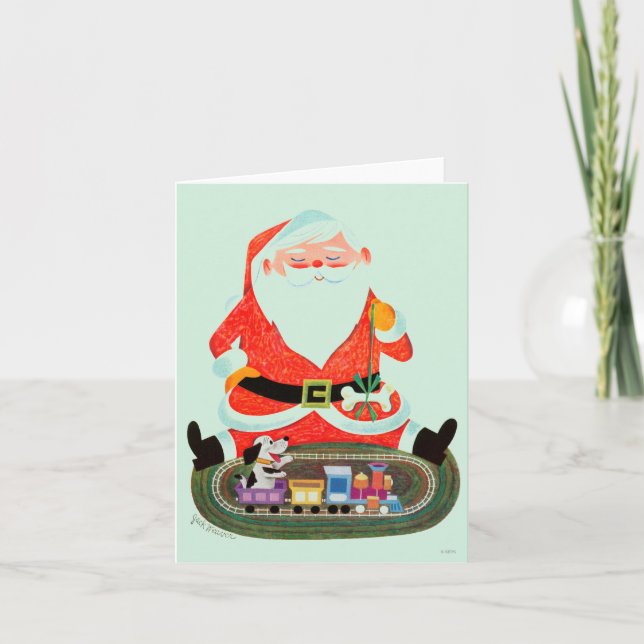 Santa mit Zug Feiertagskarte (Vorderseite)