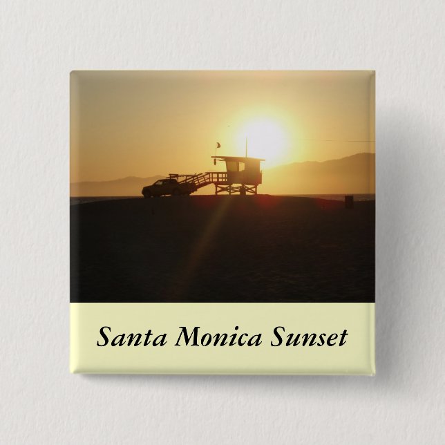 Santa Monica am Sonnenuntergang Button (Vorderseite)
