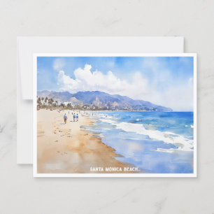 Santa Monica Beach, Ca Aquarellmalerei Postkarte