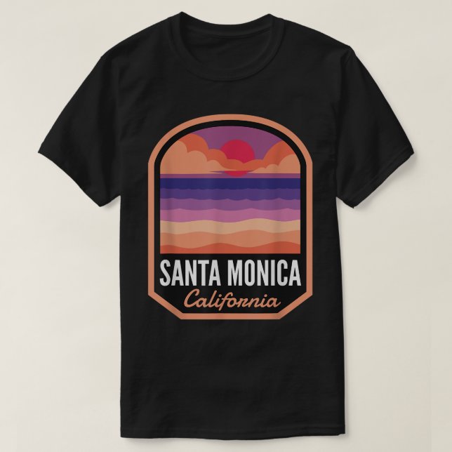 Santa Monica Beach CA Retro Sunset  T-Shirt (Design vorne)