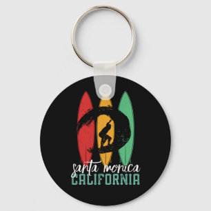 Santa Monica Beach California Retro Surfing Schlüsselanhänger