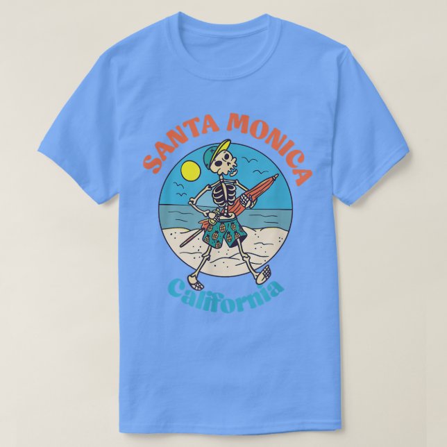 Santa Monica Beach California Skeleton Souvenir Re T-Shirt (Design vorne)