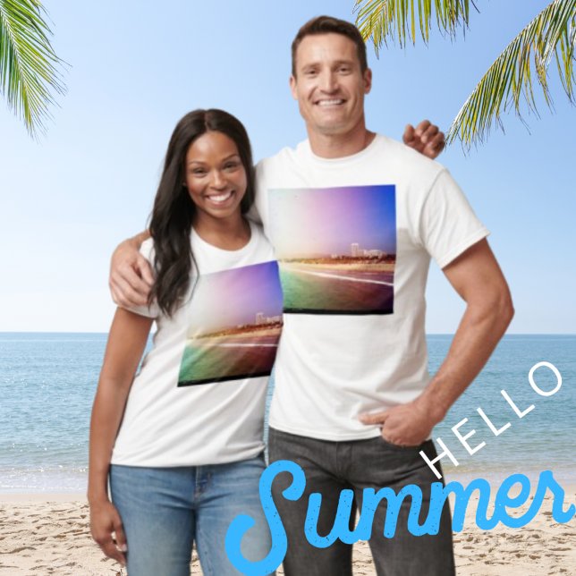 Santa Monica Beach - Green Lila Foto Edit T-Shirt (Von Creator hochgeladen)