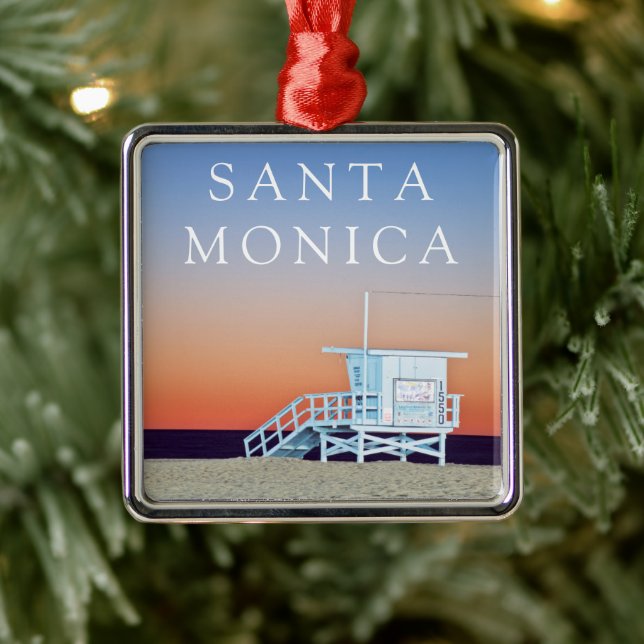 Santa Monica Beach | Los Angeles, Kalifornien Ornament Aus Metall (Baum)