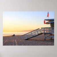 Santa Monica Beach Rettungsschwimmer Turm Sunset P