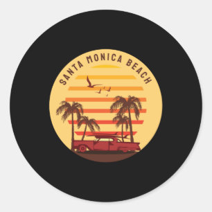 Santa Monica Beach Surfen Vintage Retro Runder Aufkleber