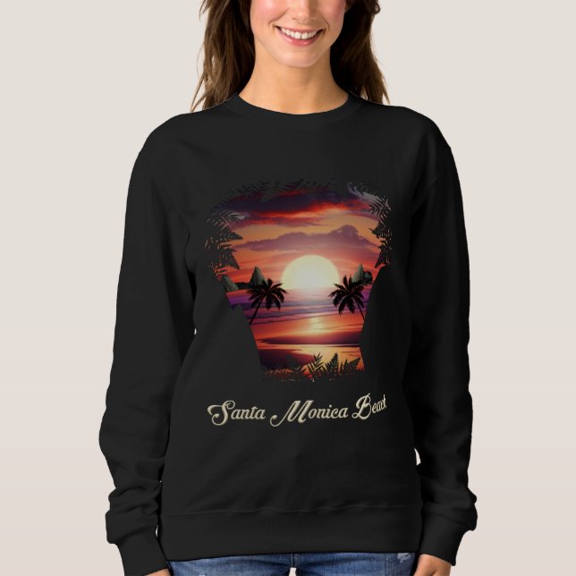 Santa Monica Beach Vibrant Sunset Santa Monica Cal Sweatshirt (Vorderseite)