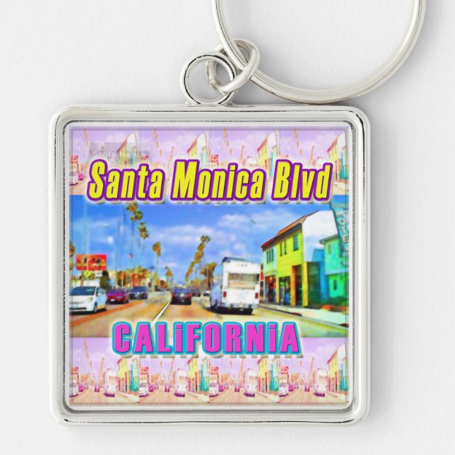 "Santa Monica Blvd 1" Schlüsselanhänger (Vorne)