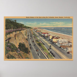 Santa Monica, CA - Beach Scene entlang Palisades Poster