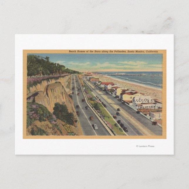 Santa Monica, CA - Beach Scene entlang Palisades Postkarte (Vorderseite)