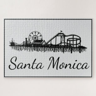 Santa Monica CA California Pier Silhouette Cali Puzzle