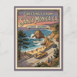 Santa Monica CA Küstenstraße Castle Rock Postkarte