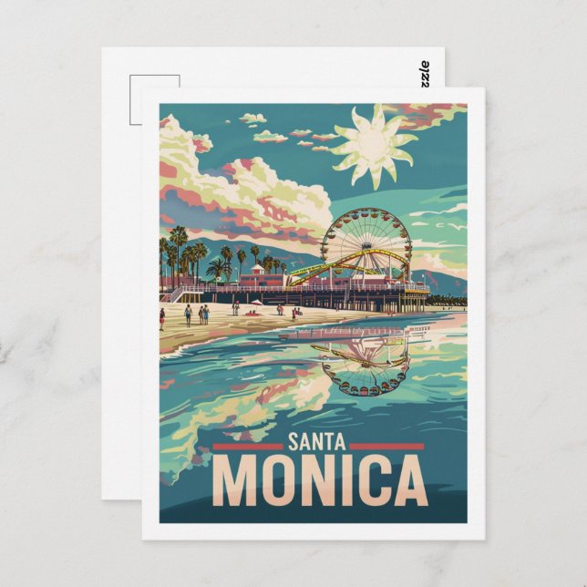 Santa Monica Calfornia Postkarte (Vorne/Hinten)