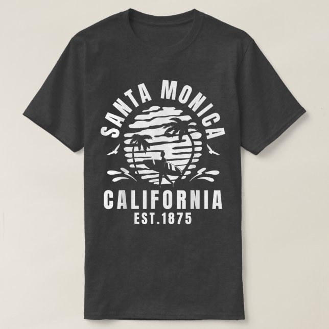 Santa Monica California Beach Surf Sommerferien T-Shirt (Design vorne)