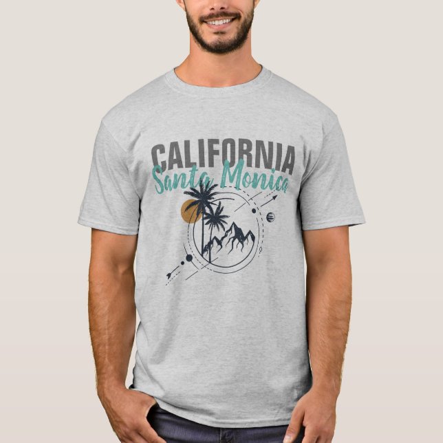 Santa Monica California Geometric Palms T - Shirt (Vorderseite)