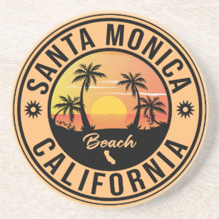 Santa Monica California Retro Sunset Souvenirs 80e Getränkeuntersetzer