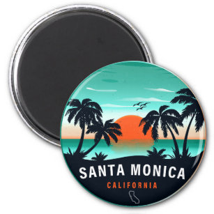 Santa Monica California Retro Sunset Souvenirs 80e Magnet