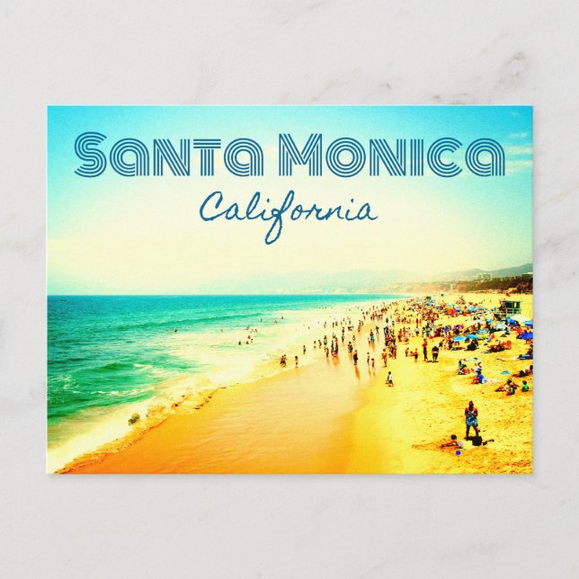 Santa Monica, California Summer Beach Szene Postkarte (Vorderseite)