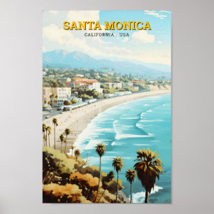 Santa Monica California USA Vintage Travel Poster