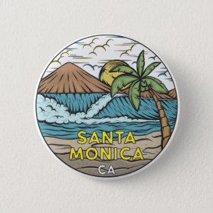 Santa Monica California Vintag Button