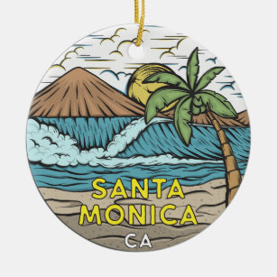 Santa Monica California Vintag Keramik Ornament
