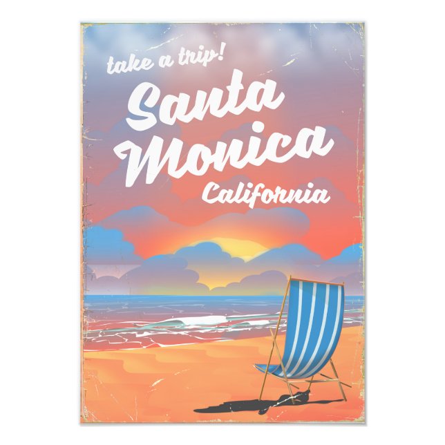 Santa Monica California Vintages Strandposter Fotodruck (Vorne)