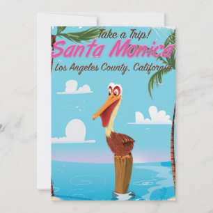 Santa Monica Cartoon Retro-Reiseposter