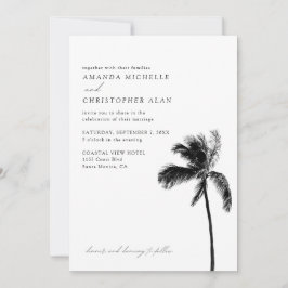 Santa Monica Hochzeit einfaches Schwarz-Weiß-Forma Einladung