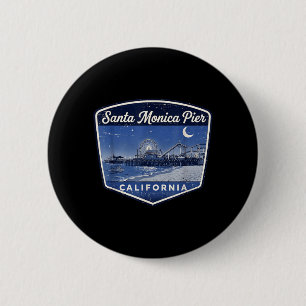 Santa Monica in Kalifornien Nacht Ozean Strand Button