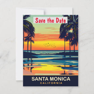 Santa Monica Kalifornien Palmen Hochzeitseinladung Save The Date